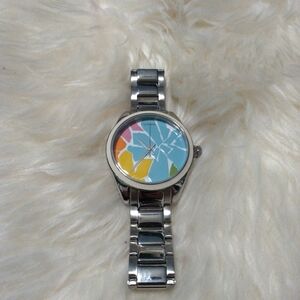 Fossil Silver Watch with Multicolor Dial